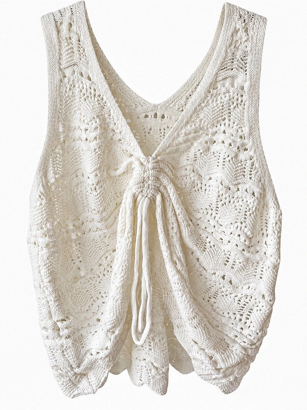 Jessica Simpson Open-Knit Tank Top in Cream Size Large